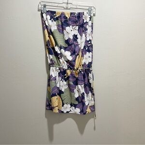 TRACK & FIELD BRAZIL Women’s Strapless Quick Dry Swim Cover Tie Waist Floral S